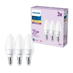 Philips LED-mignon E14 2,8W 250lm 2700K matt 3stk| E14 Pærer