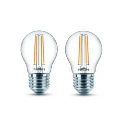 Philips LED-pære E27 P45 4,3W filament 2 700 K 2st
