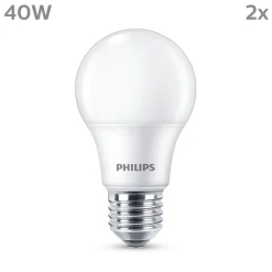 Philips LED-pære E27, 4,9W 470lm 2 700 K matt 2stk| E27 Pærer