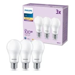 Philips LED-pære E27, 13W 1521lm 2 700 K matt 3stk| E27 Pærer|Led-Pærer