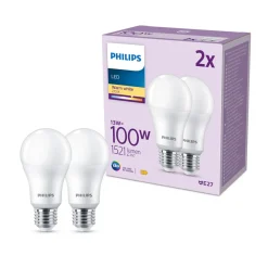 Philips LED-pære E27, 13W 1521lm 2 700 K matt 2stk Online