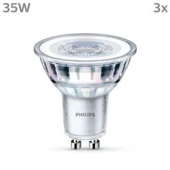 Philips LED-pære GU10 3,5W 275lm 840 klar 36° 3stk| Gu10 Pærer