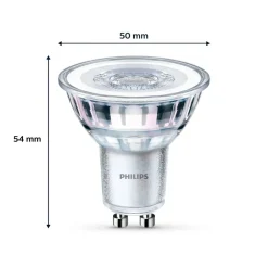 Philips LED-pære GU10 4,6W 390lm 840 klar 36° 2stk| Gu10 Pærer