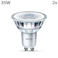 Philips LED-pære GU10 3,5W 275lm 840 klar 36° 2stk| Gu10 Pærer