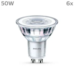 Philips LED-pære GU10 4,6W 390lm 840 klar 36° 6stk Hot