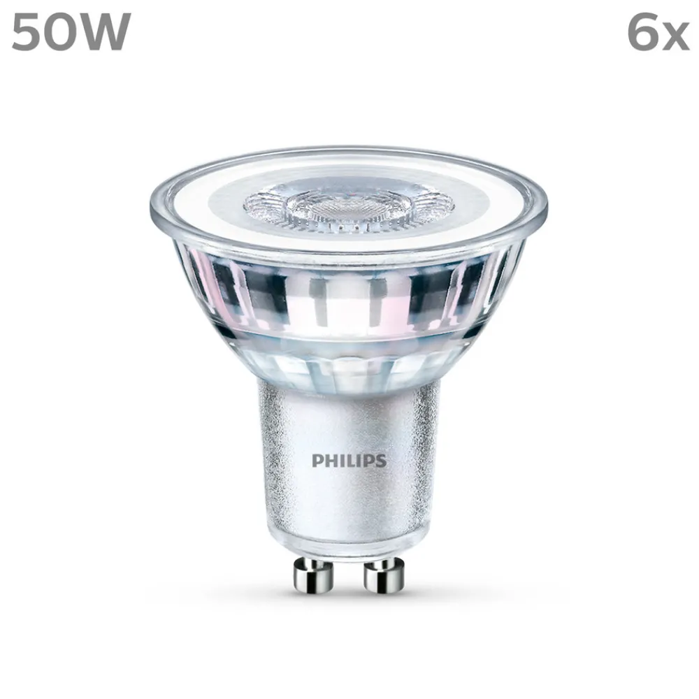 Philips LED-pære GU10 4,6W 390lm 840 klar 36° 6stk Hot