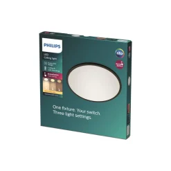 Philips SuperSlim taklampe 2.700K Ø42cm svart| Led-Innendørs|Taklamper