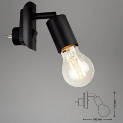 Briloner Plugglampe Batita Retro, IP20, svart| Kontorbelysning|Vegglamper