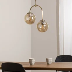 Lucea Portemo hengelampe, messing, Ø 37 cm, 2 lyskilder, glass Hot