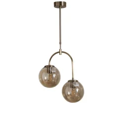 Lucea Portemo hengelampe, messing, Ø 37 cm, 2 lyskilder, glass Hot