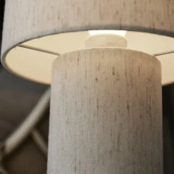 PR Home bordlampe Leah, beige, høyde 28 cm, tekstil Discount