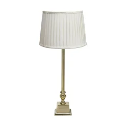 PR Home bordlampe Linné Sofia Plissé 51 cm hvit/gull lin| Bordlamper