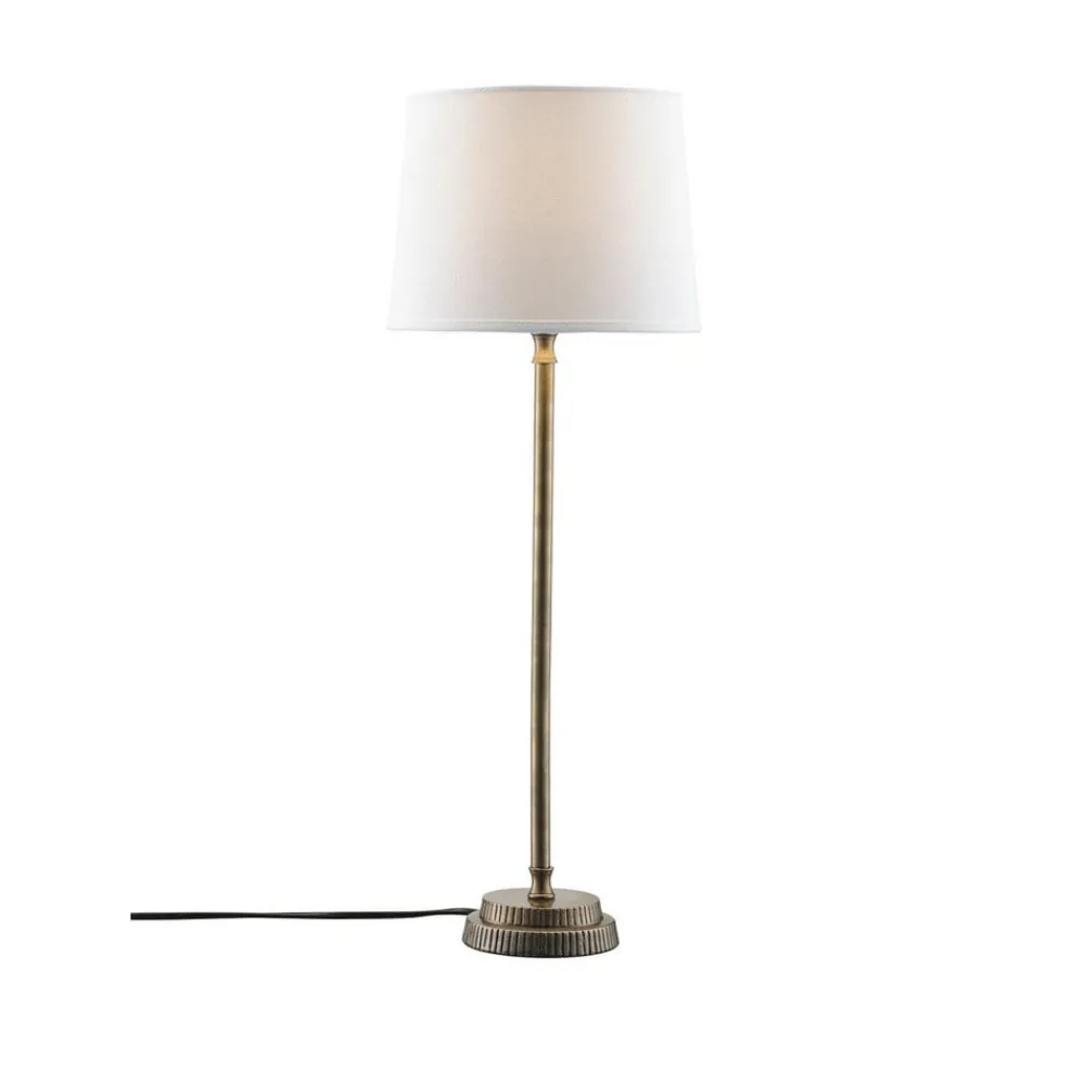 PR Home Kent bordlampe, hvit/messing, konisk skjerm| Bordlamper