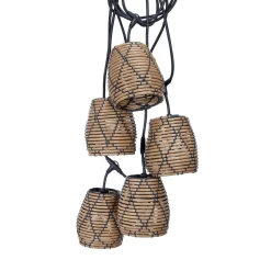 PR Home utendørslampekjede Lollo, rottinglook, 5-flammig| Dekorasjonsbelysning|Terrassebelysning