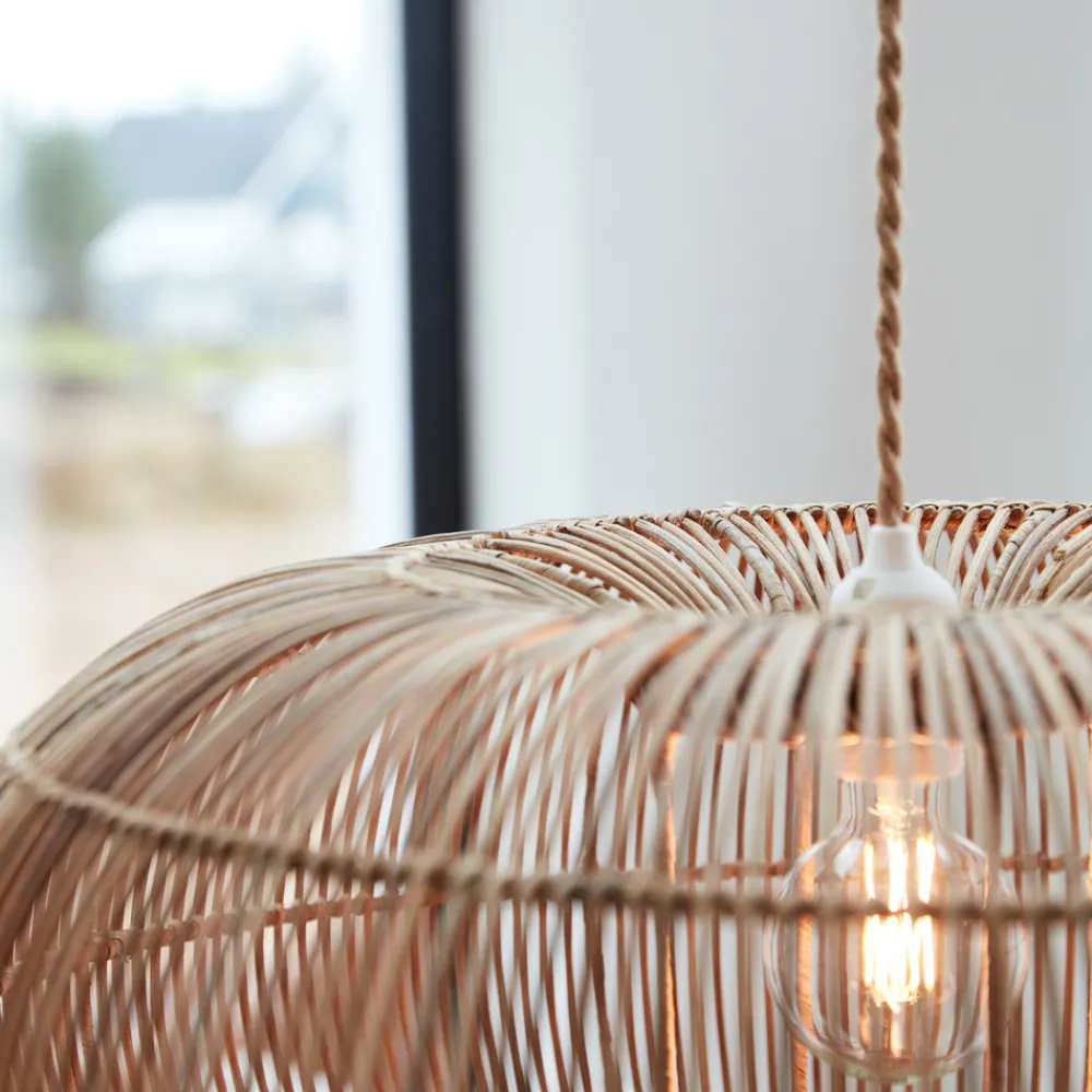 PR Home Zuri utendørs pendellampe, rotting, Ø 61 cm, støpsel New