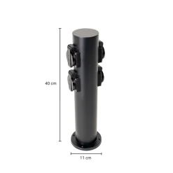 PRIOS Helvin energiprofil, 4 stikkontakter, svart| Strømsøyler|Tilbehør