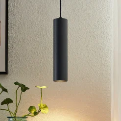 PRIOS hengelampe Neliyah, Ø 6 cm, svart, metall, GU10 Outlet