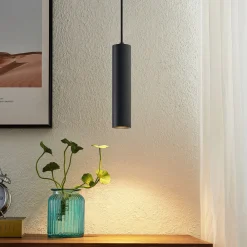 PRIOS hengelampe Neliyah, Ø 6 cm, svart, metall, GU10 Outlet