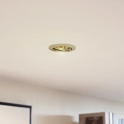 PRIOS innfelt taklampe Fibur, gull, aluminium, Ø 8,2 cm Clearance