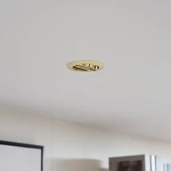 PRIOS innfelt taklampe Fibur, gull, aluminium, Ø 8,2 cm Clearance