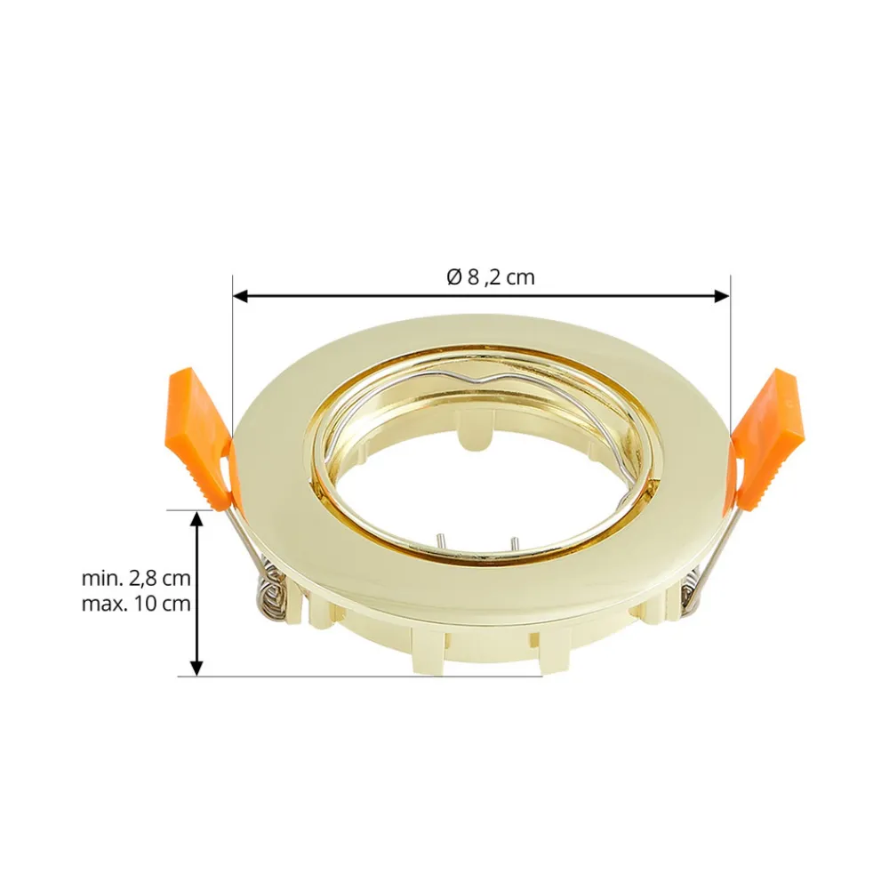 PRIOS innfelt taklampe Fibur, gull, aluminium, Ø 8,2 cm Clearance