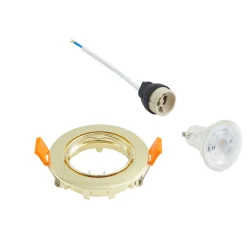 PRIOS innfelt taklampe Fibur, gull, aluminium, Ø 8,2 cm Clearance