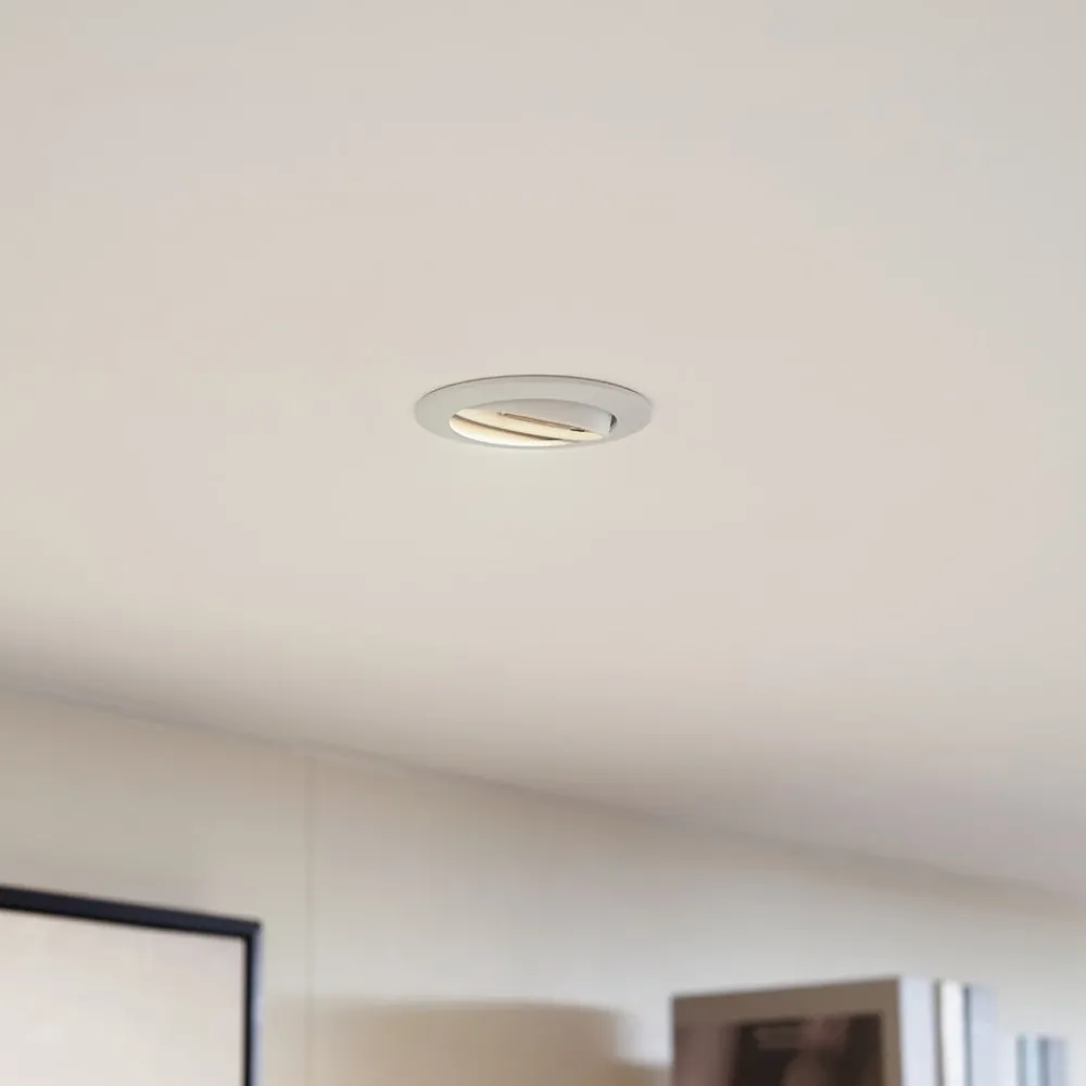 PRIOS innfelt taklampe Fibur, hvit, aluminium, Ø 8,2 cm| Downlights|Spotter I Tak