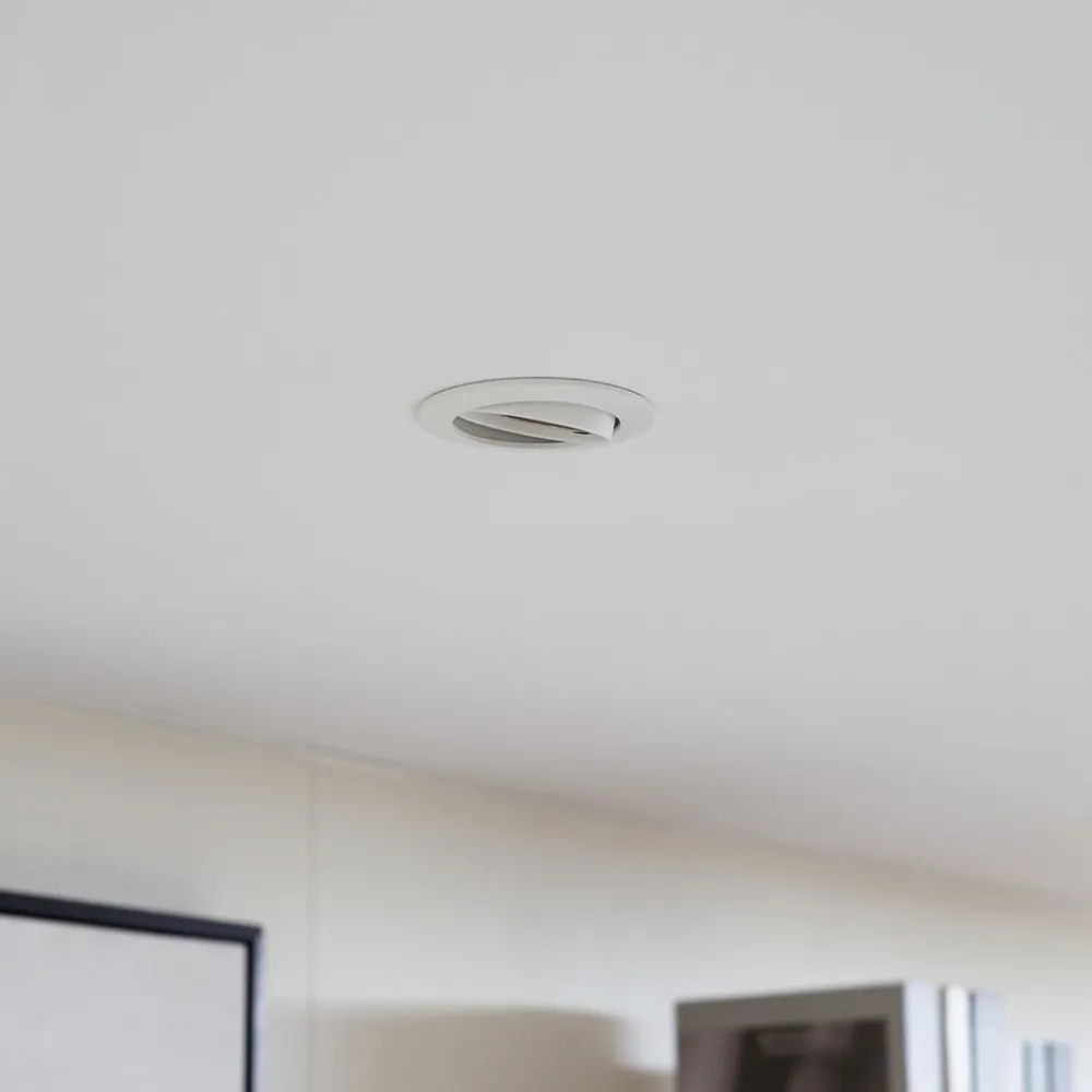 PRIOS innfelt taklampe Fibur, hvit, aluminium, Ø 8,2 cm| Downlights|Spotter I Tak
