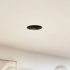 PRIOS innfelt taklampe Fibur, svart, aluminium, Ø 8,2 cm New