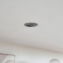 PRIOS innfelt taklampe Fibur, grå, aluminium, Ø 8,2 cm| Downlights