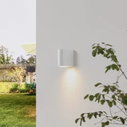 PRIOS Irfan utendørs vegglampe rund hvit 10 cm Best