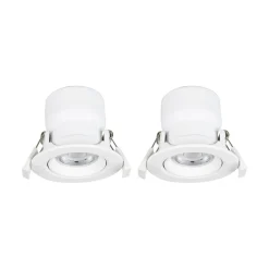 PRIOS LED innfellingslampe Shima, hvit, 7W, 3000K, 2 enheter, dimbar Best