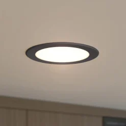 PRIOS LED innfelt spot Rida, svart, 14,5 cm, 12 W, CCT