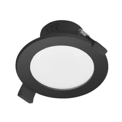 PRIOS LED innfelt spot Rida, svart, Ø 10 cm, CCT, IP44| Downlights