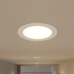 PRIOS LED innfelt spot Rida, hvit. Ø 19 cm, CCT, IP44| Kontorbelysning|Downlights