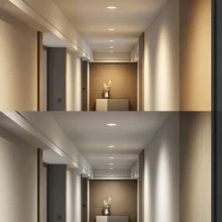 PRIOS LED innfelt spot Rida, hvit. Ø 19 cm, CCT, IP44| Kontorbelysning|Downlights