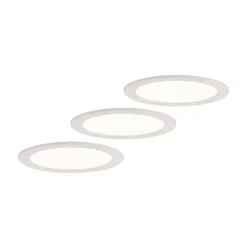 PRIOS LED-innbyggingslampe Cadance, hvit, 22 cm, sett med 3 stk, CCT New