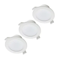 PRIOS LED-innbyggingslampe Rida, sett med 3 stk, hvit, 15 cm, CCT, IP44| Downlights
