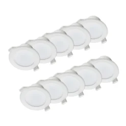 PRIOS LED-innbyggingslampe Rida, 10stk, hvit, 23cm, 30W, CCT, IP44| Downlights