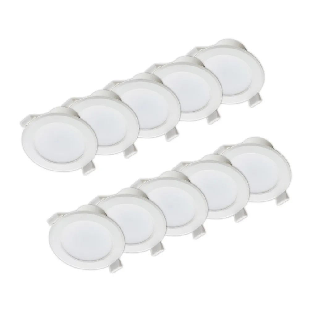 PRIOS LED-innbyggingslampe Rida, 10stk, hvit, 23cm, 30W, CCT, IP44| Downlights