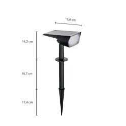 PRIOS LED-solspotlight Helier, 49 cm, svart, jordspyd| Solcellelamper|Utespotter