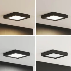 PRIOS LED-taklampe Alette, svart, 18 W, CCT, dimbar Hot