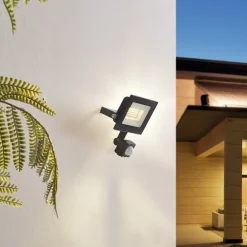 PRIOS Maikel utendørs LED-spot, 20W, 1500lm, metall, sensor| Kommersiell Utebelysning|Vegglamper Med Sensor