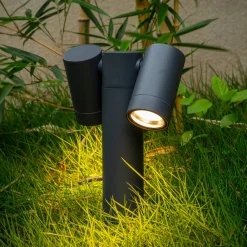 PRIOS spot med jordspyd Tulimar, 40 cm, svart, 2 lyskilder New