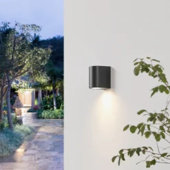 PRIOS utendørs vegglampe Irfan rund svart 10 cm Sale