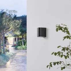 PRIOS utendørs vegglampe Irfan rund svart 10 cm Sale