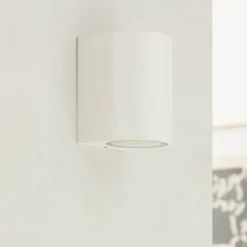 PRIOS utendørs vegglampe Tetje, hvit, rund, 10 cm| Kommersiell Utebelysning|Vegglamper Utendørs