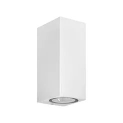 PRIOS utendørs vegglampe Tetje, hvit, kantet, 16 cm| Kommersiell Utebelysning