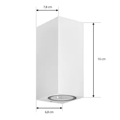PRIOS utendørs vegglampe Tetje, hvit, kantet, 16 cm| Kommersiell Utebelysning