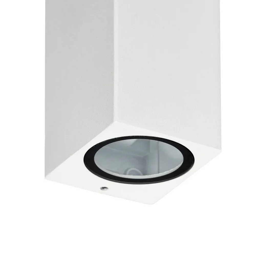 PRIOS utendørs vegglampe Tetje, hvit, kantet, 16 cm| Kommersiell Utebelysning